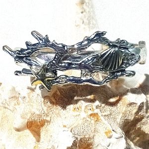 Silver Coastal Beach Cuff Bracelet